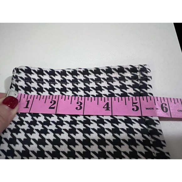 Serra Womens Black White Houndstooth Faux Suede Ankle Pants Side Zip L 12/14 - Picture 6 of 9